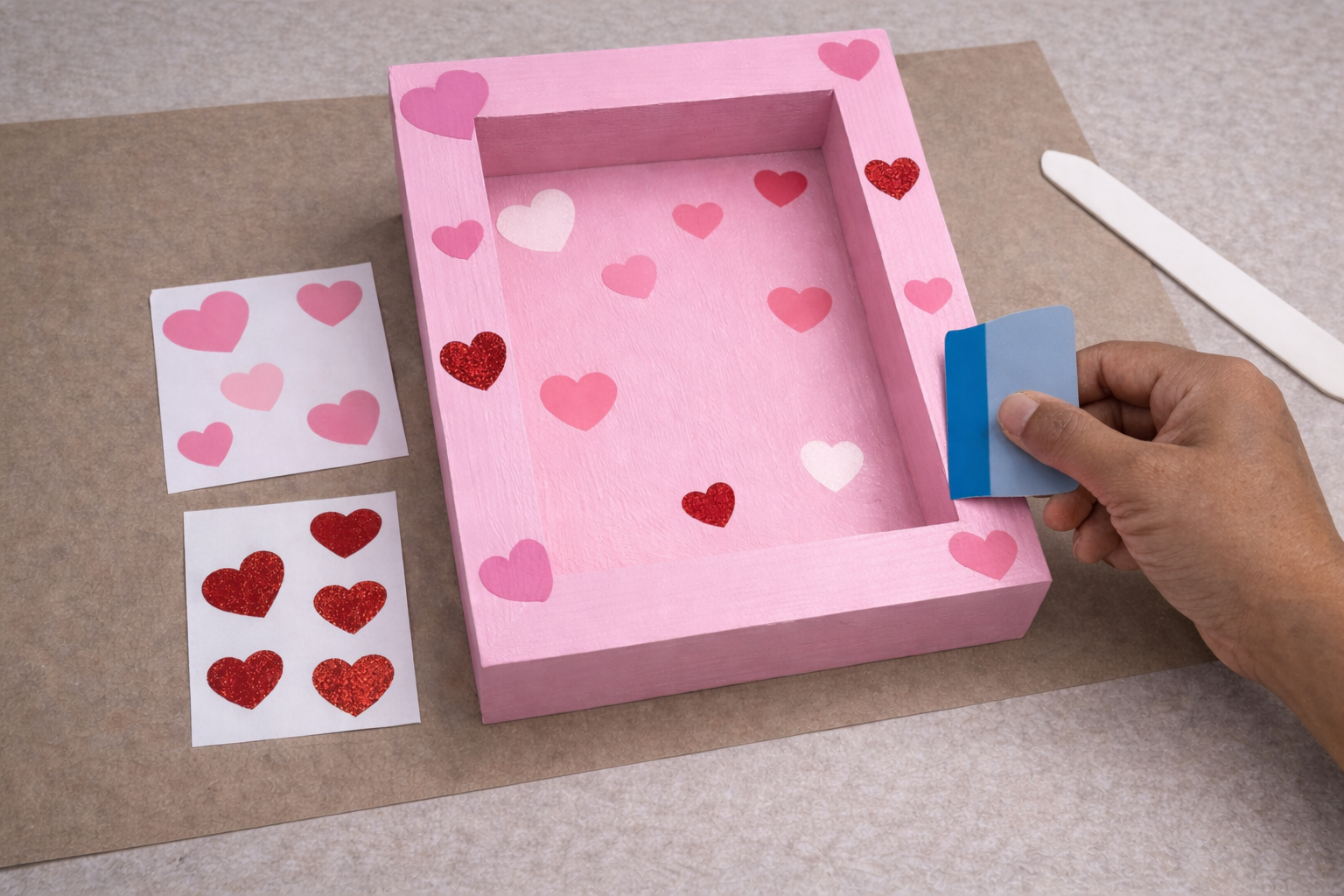 Step 2 for Charming Valentine's Day Shadow Box with Painted Heart Reveal