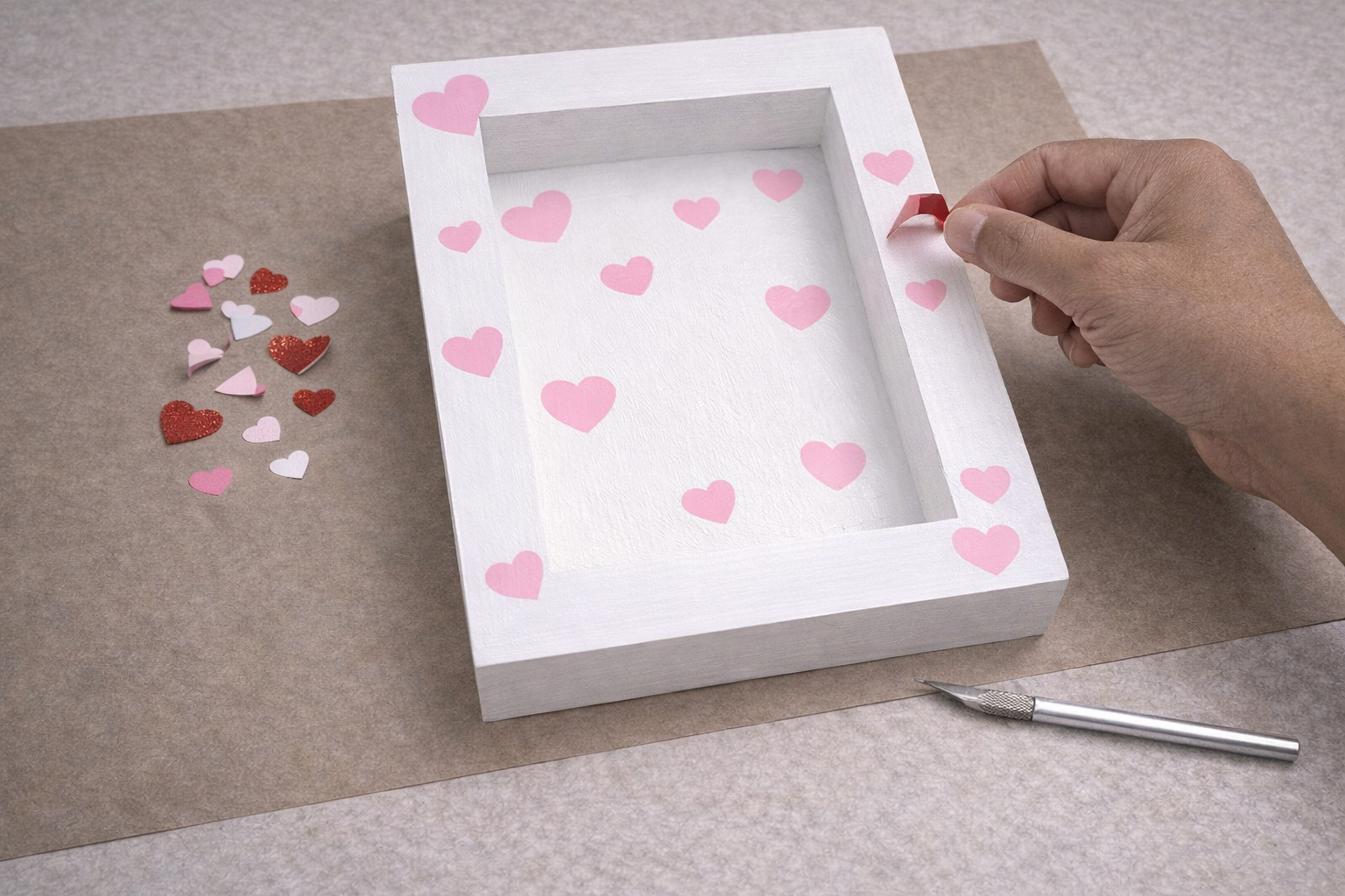 Step 4 for Charming Valentine's Day Shadow Box with Painted Heart Reveal