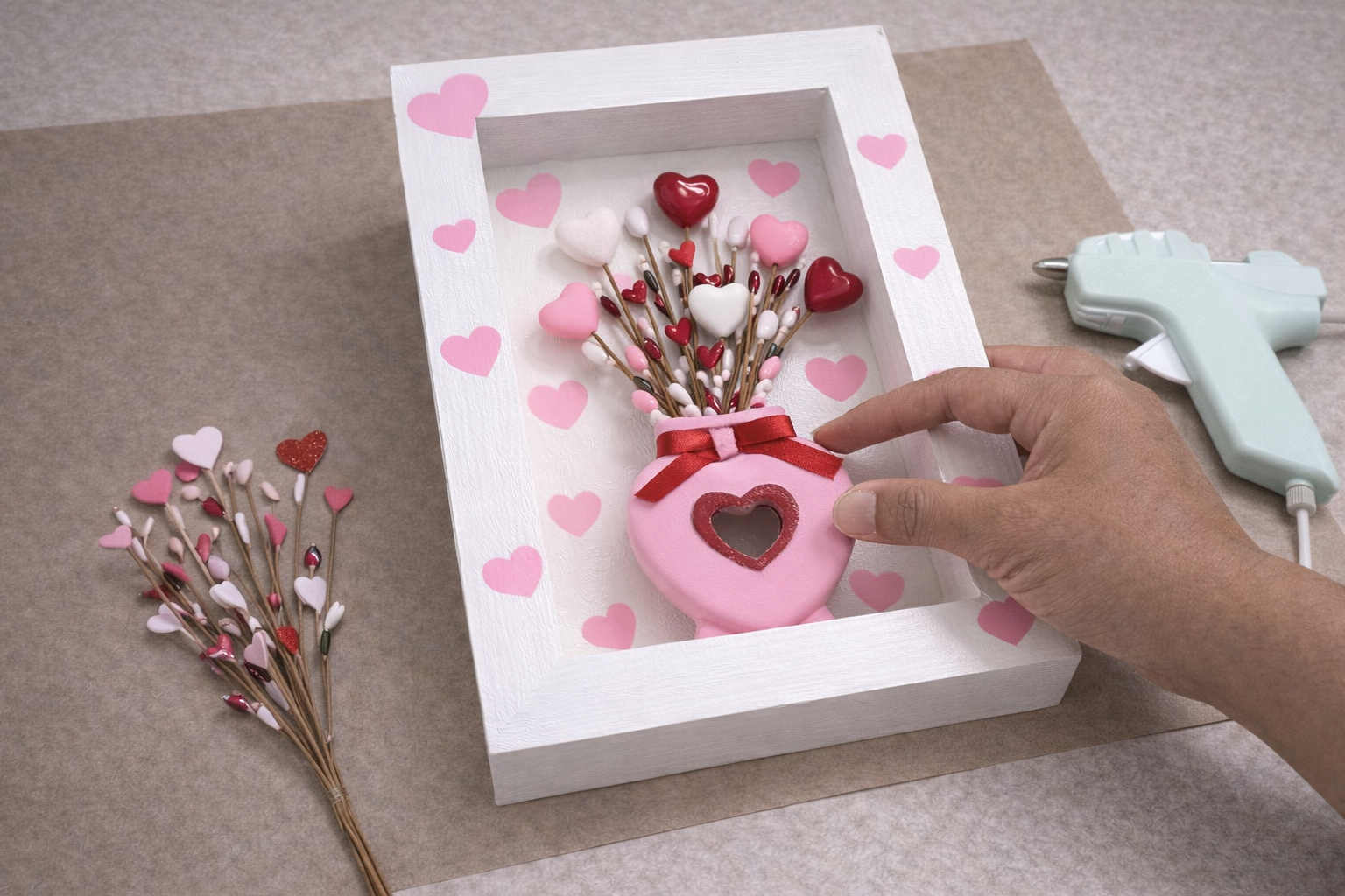 Step 5 for Charming Valentine's Day Shadow Box with Painted Heart Reveal