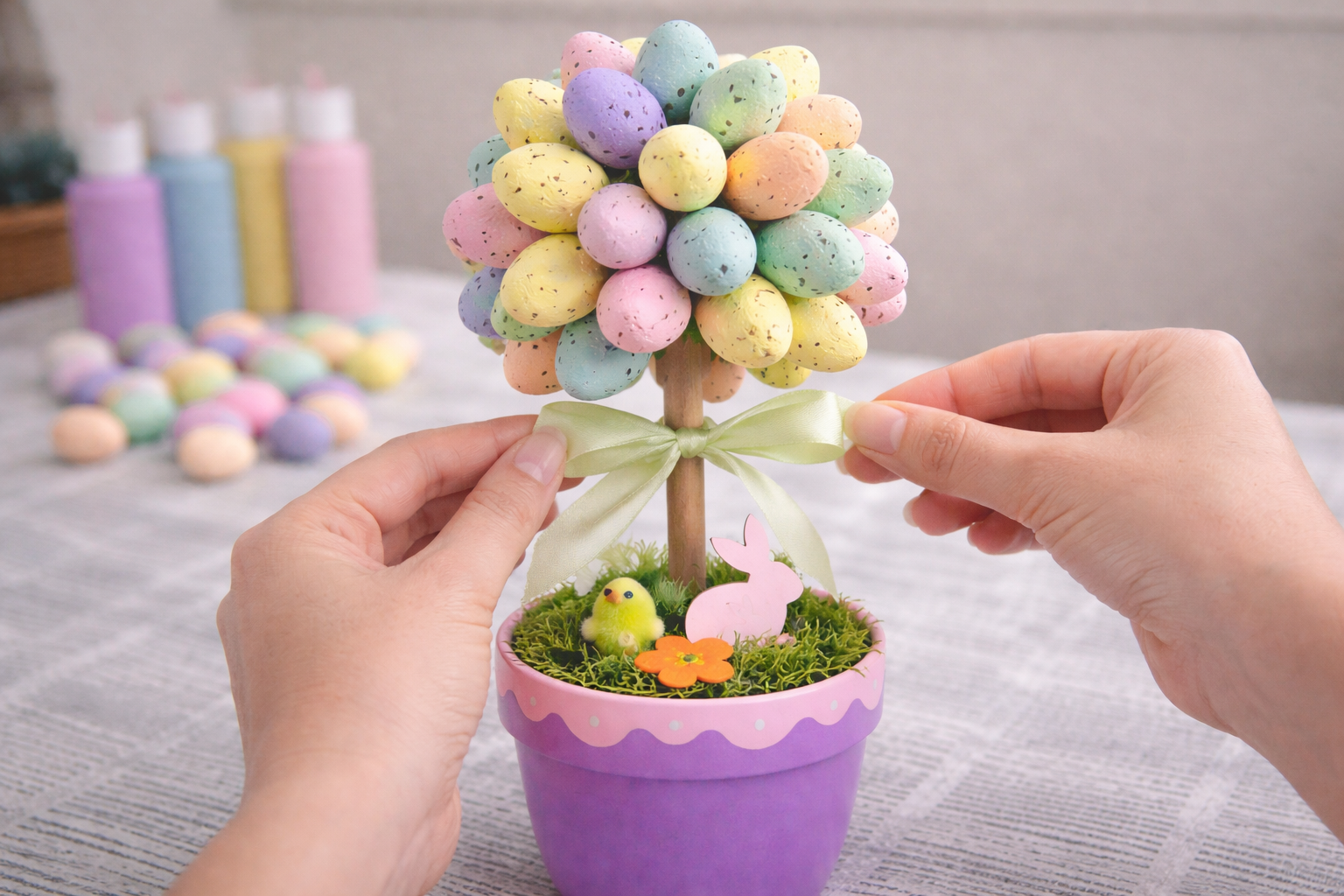 Step 4 - Whimsical Speckled Easter Egg Topiaries DIY tutorial