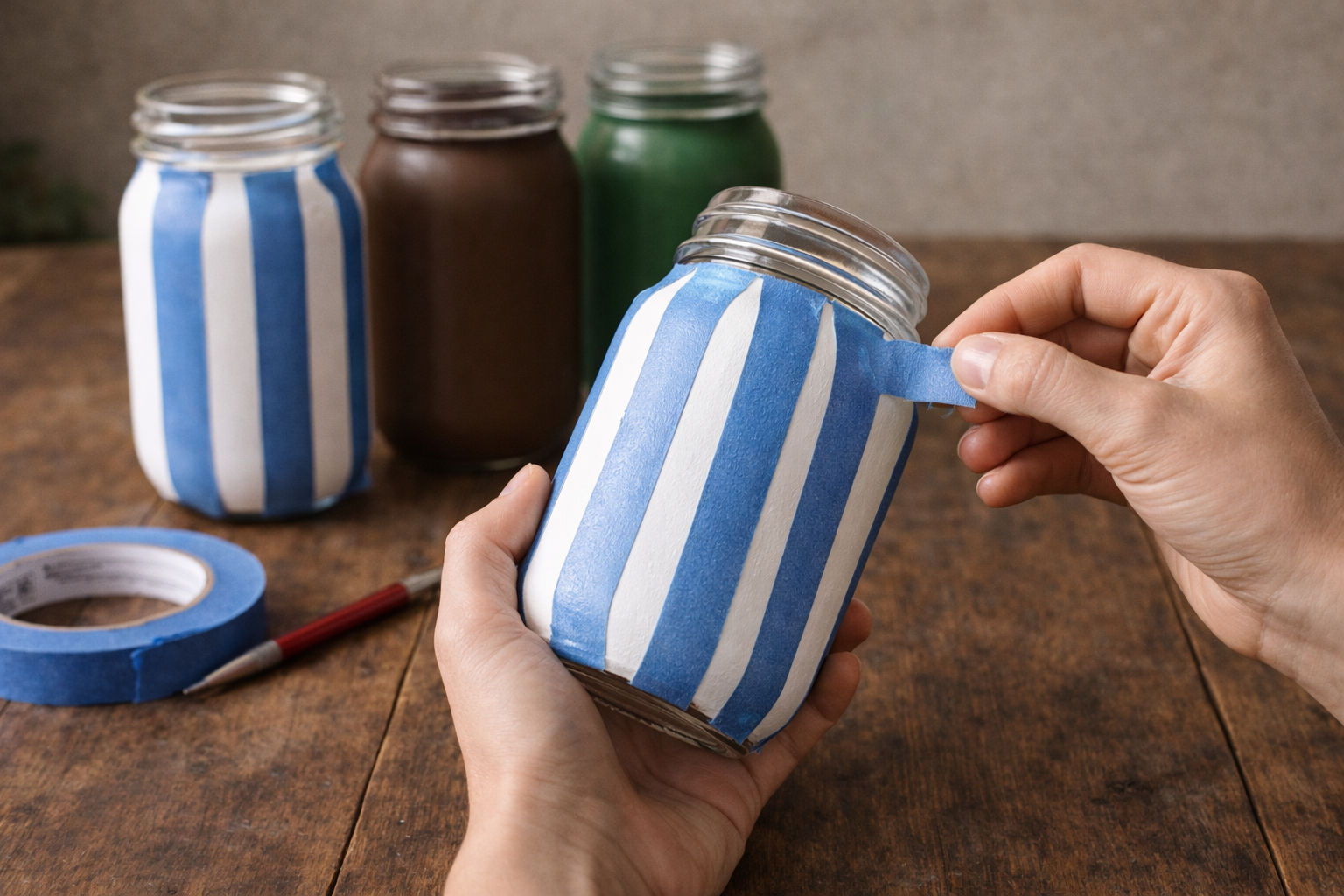 How to mask referee stripes - DIY Football Game Day Mason Jar Decor DIY tutorial