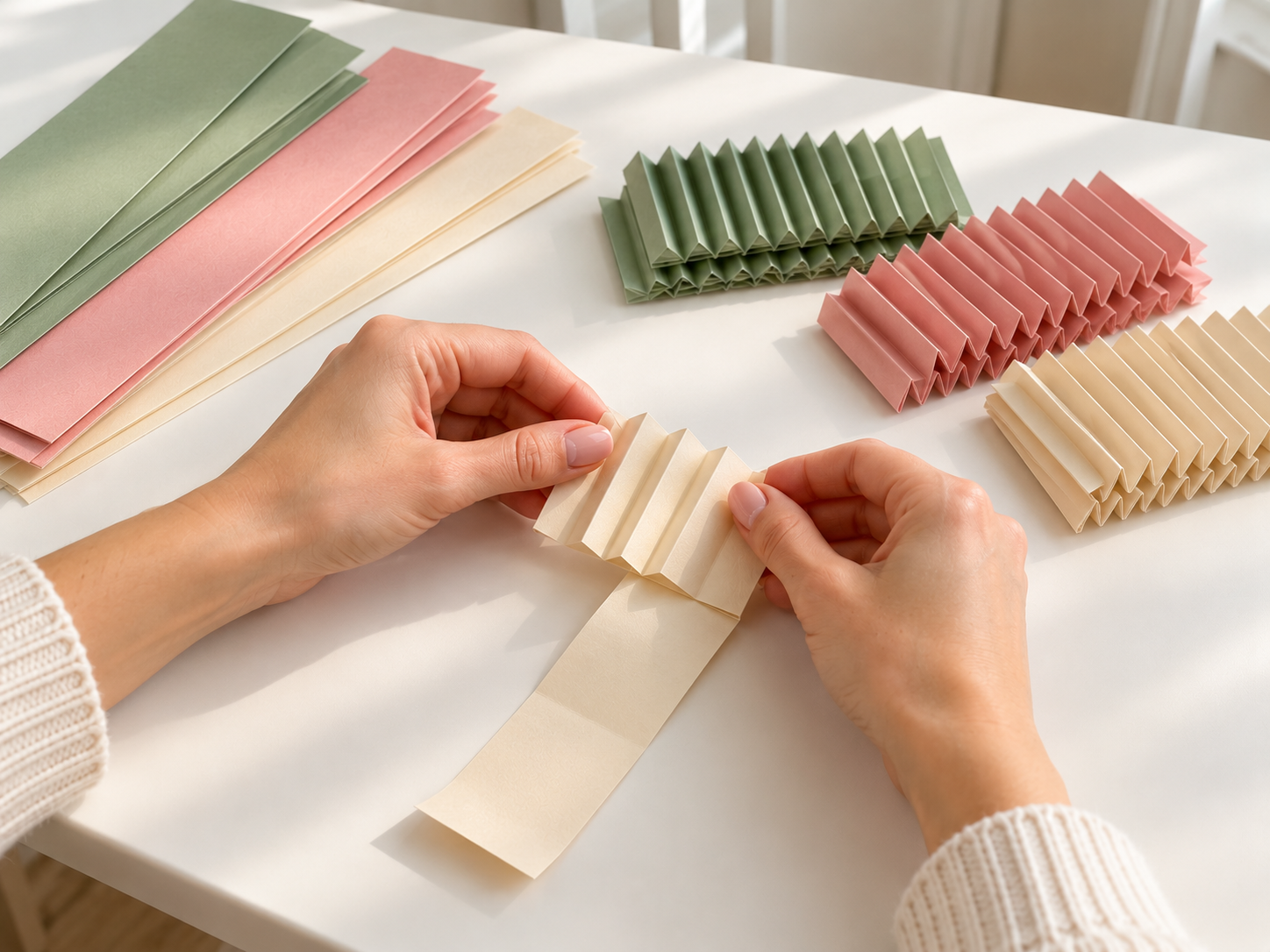 DIY Accordion Fold Paper Rosette Garland for Neutral Everyday Wall Decor, step 2: Create Accordion Folds