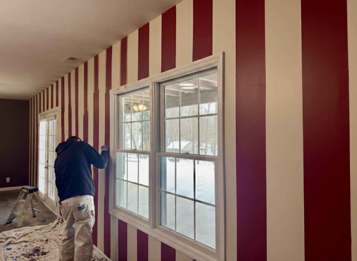 Hoosier Candy Stripes Interior Painting for Bloomington Airbnb Game Room Discover how precision Hoosier candy stripes transformed this walkout basement into an iconic Airbnb game room. Learn professional interior painting secrets, color balance for basement lighting, and razor-sharp taping techniques to elevate your home improvement project. Read the full step by step guide on craftsmanpainter.com/blog/how-precision-hoosier-candy-stripes-transformed-this-bloomington-airbnb-game-roo