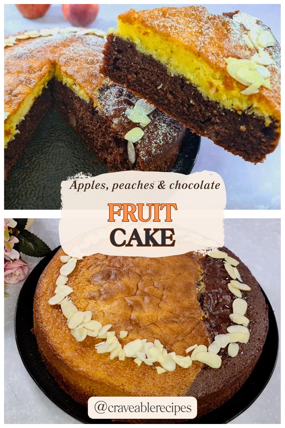 Apple Chocolate Peach Cake Pinterest pin