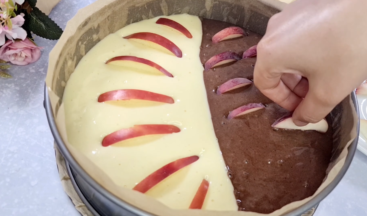 Apple Chocolate Peach Cake step 12