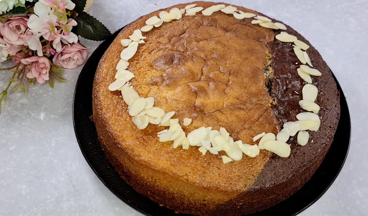 Apple Chocolate Peach Cake step 16