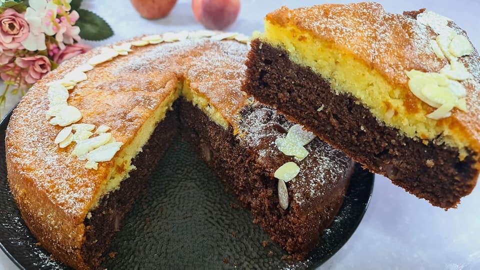 Apple Chocolate Peach Cake step 17