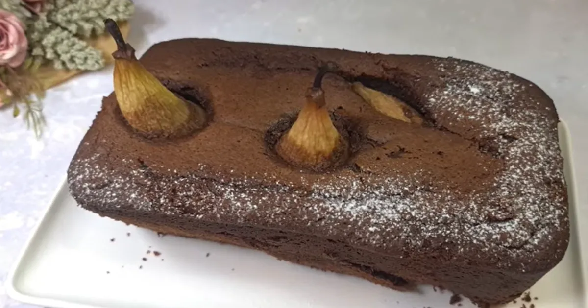 Chocolate Pear Cake step 12