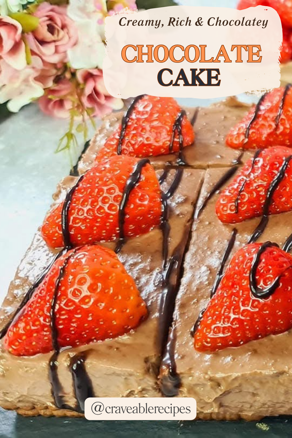 Chocolate Pudding Strawberries Cake Pinterest pin