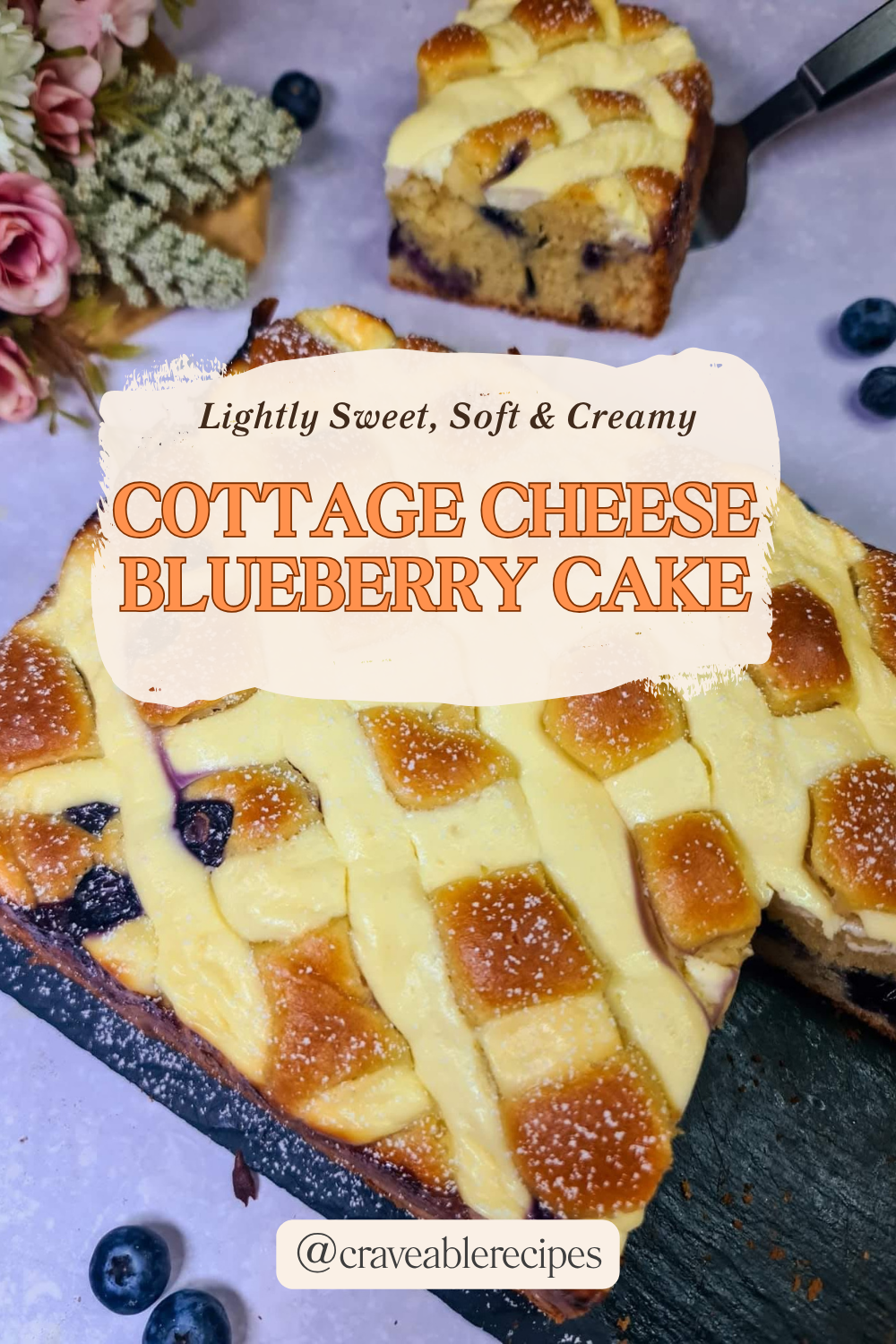 Cottage Cheese Blueberry Cake Pinterest pin