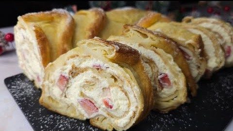 Creamy Strawberry Pancake Roulade