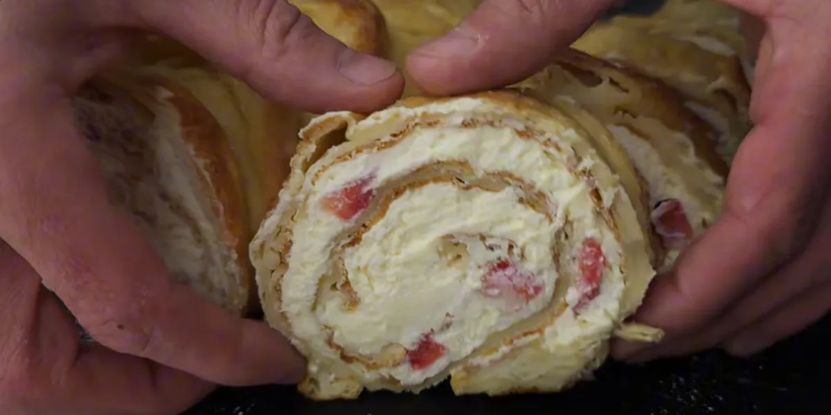 Creamy Strawberry Pancake Roulade step 13