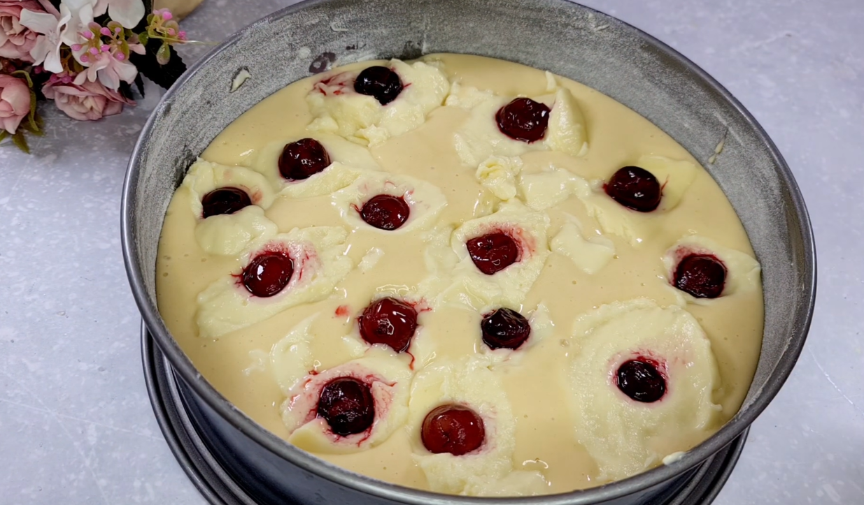 Creamy Vanilla Cherry Cake step 11