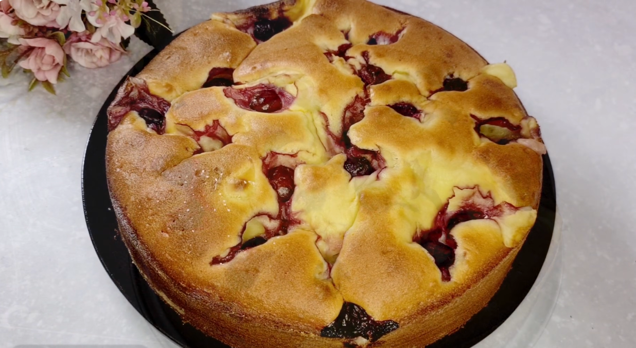 Creamy Vanilla Cherry Cake step 13