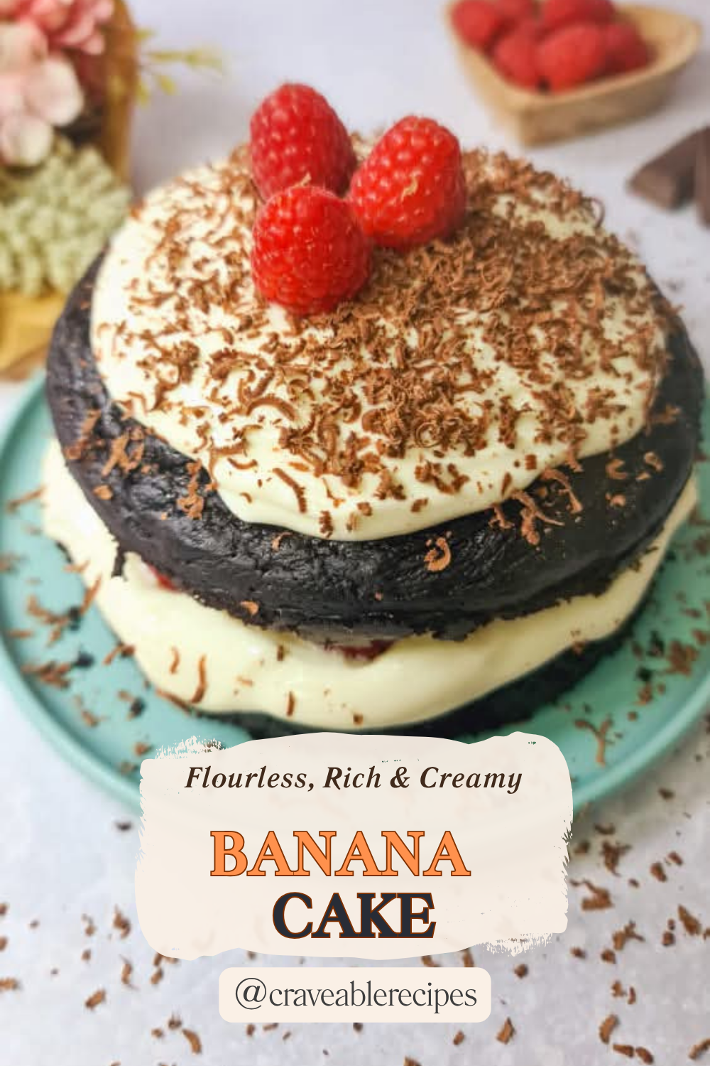 Flourless Chocolate Banana Cake Pinterest pin