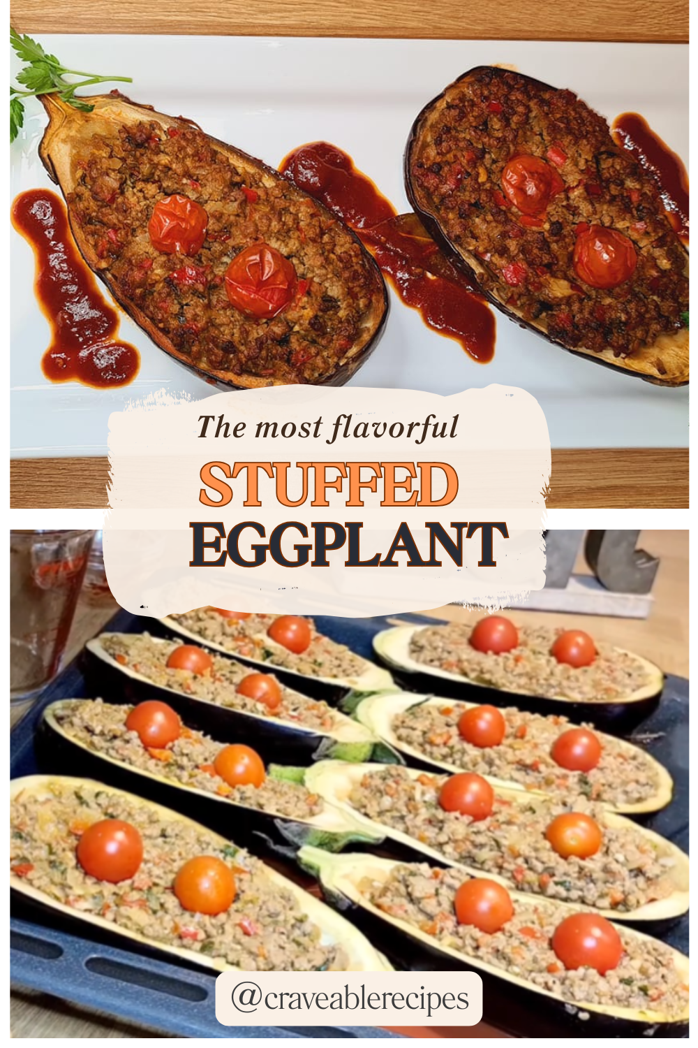 Meat-Stuffed Eggplant Pinterest pin