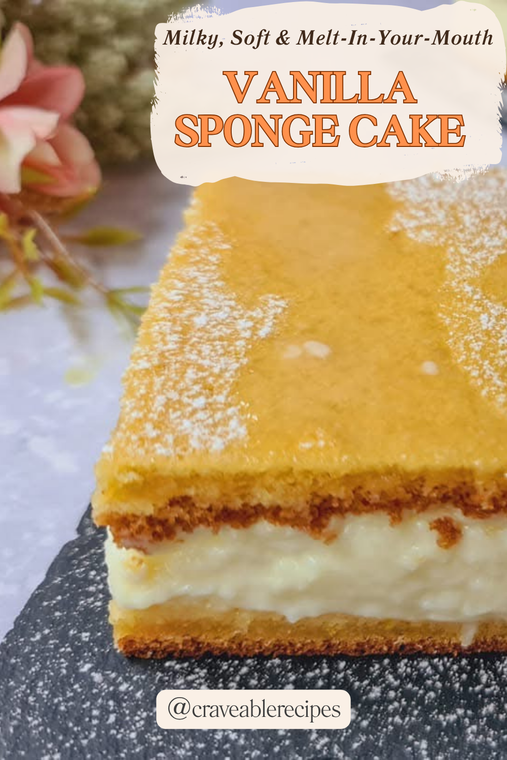 Cream-Filled Milk Sponge Cake Pinterest pin