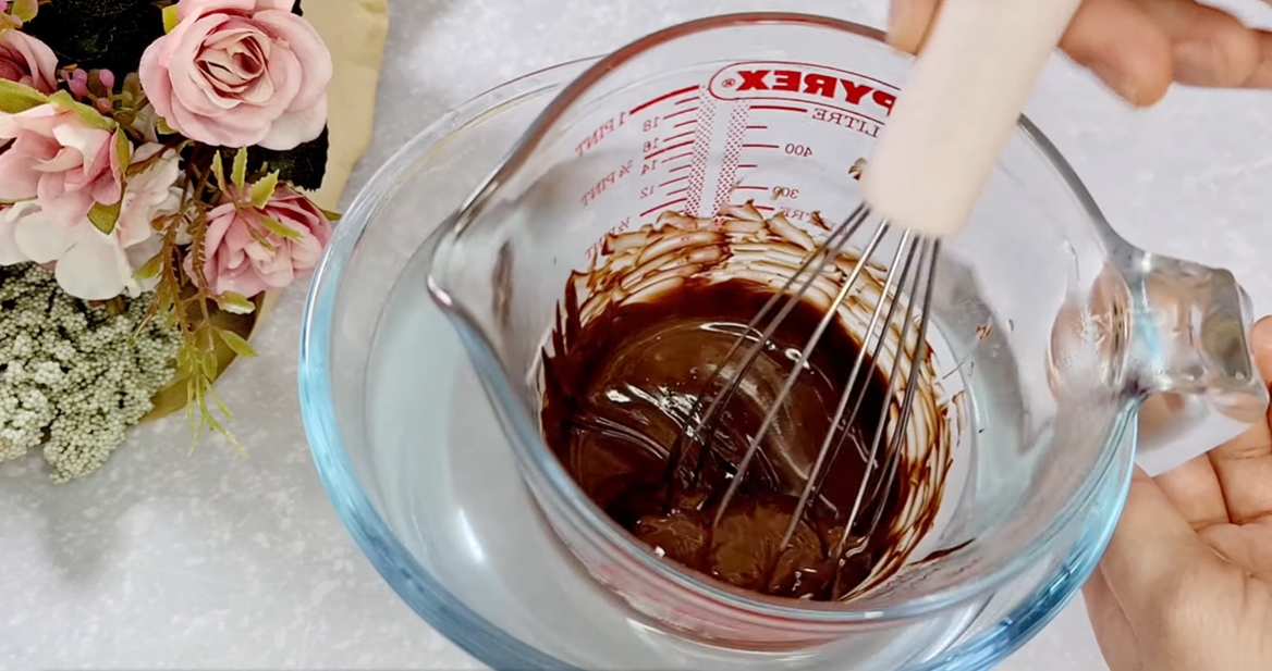 Moist Chocolate Peach Cake step 4