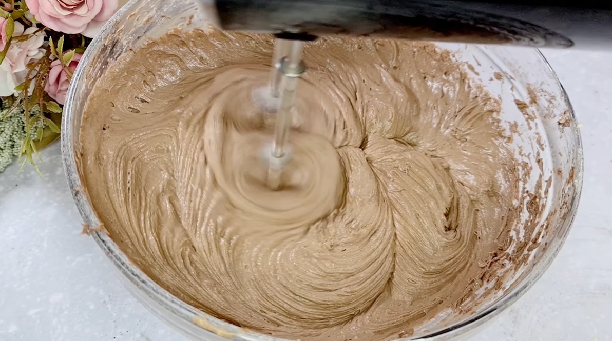 Moist Chocolate Peach Cake step 7