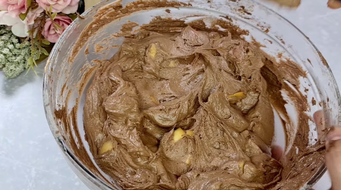 Moist Chocolate Peach Cake step 9