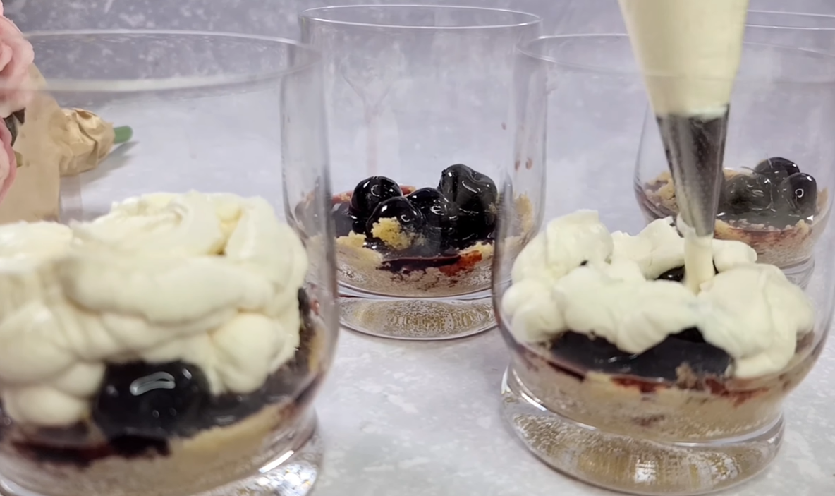 No Bake Sour Cherry Cheesecake Cups step 5