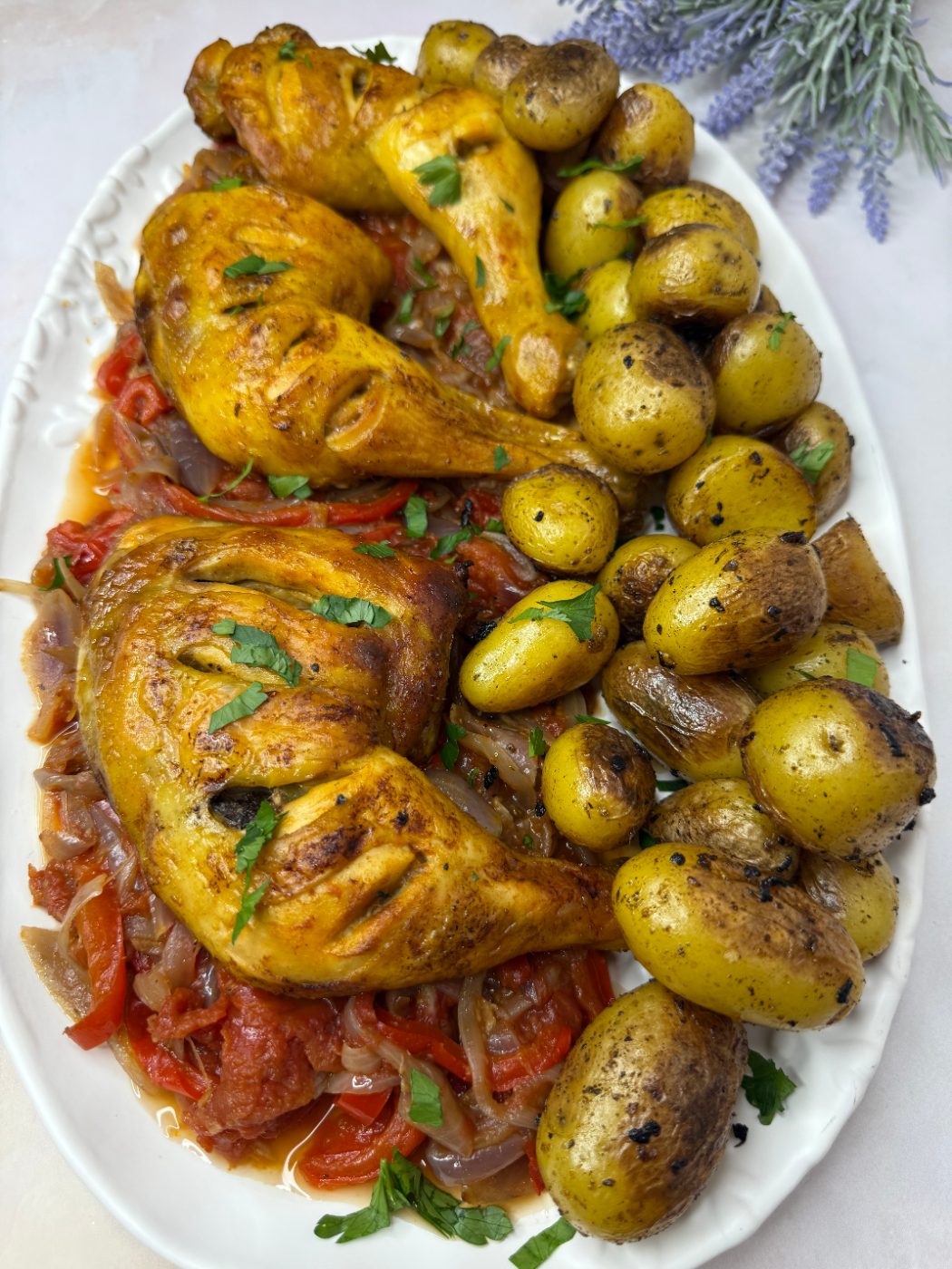 Roasted Chicken Legs with Potatoes
