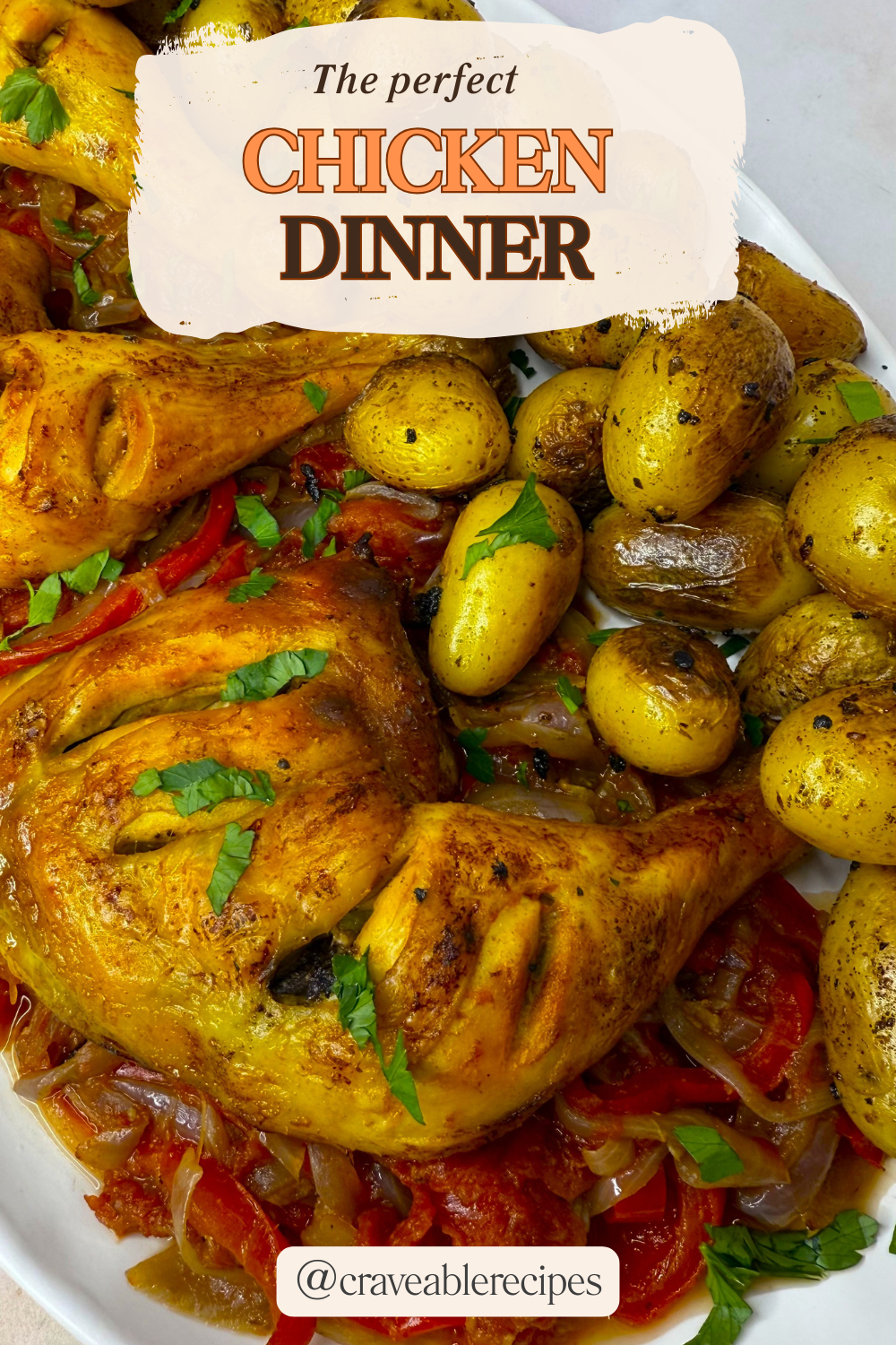 Roasted Chicken Legs with Potatoes Pinterest pin