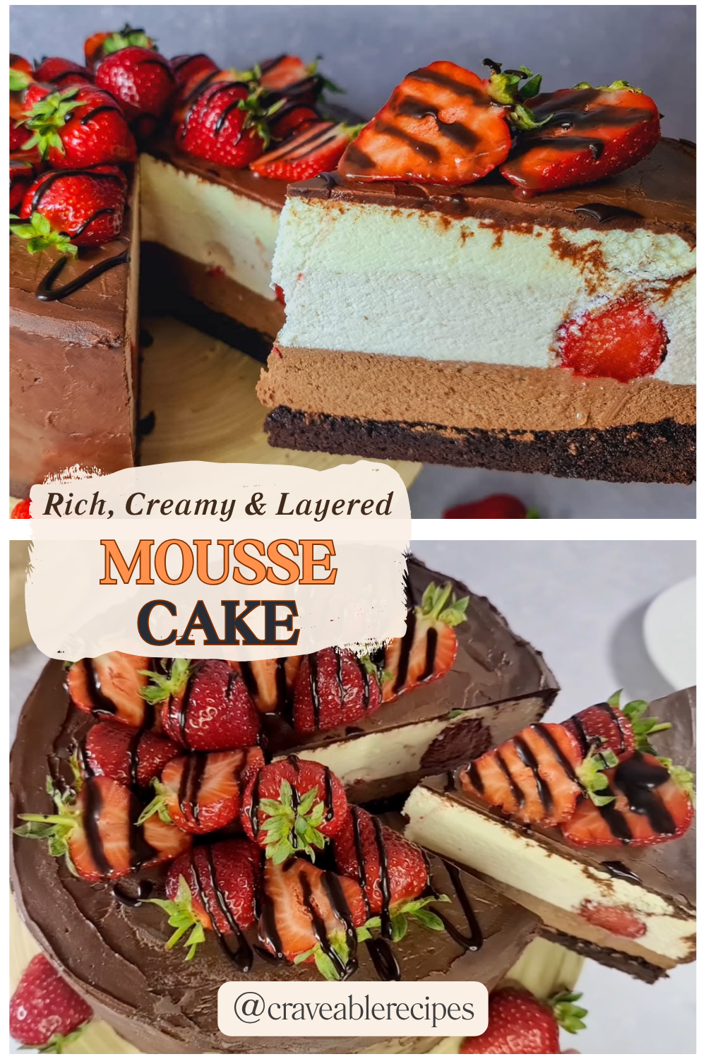 Strawberry Chocolate Mousse Cake Pinterest pin