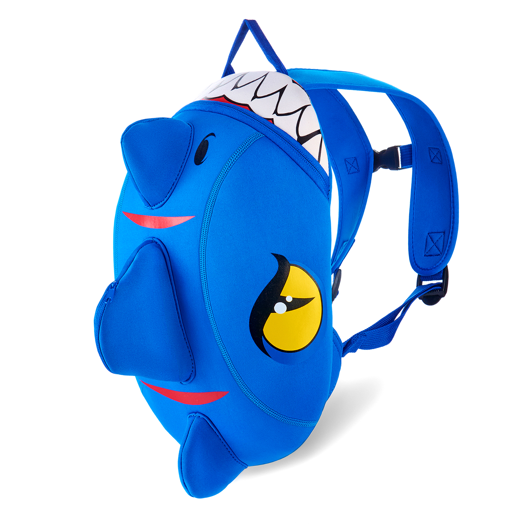 Se Crazy Safety blå dinorygsæk til børn Slidstærk neoprentaske med mange funktioner. Testet og godkendt til børn hos Crazy Safety