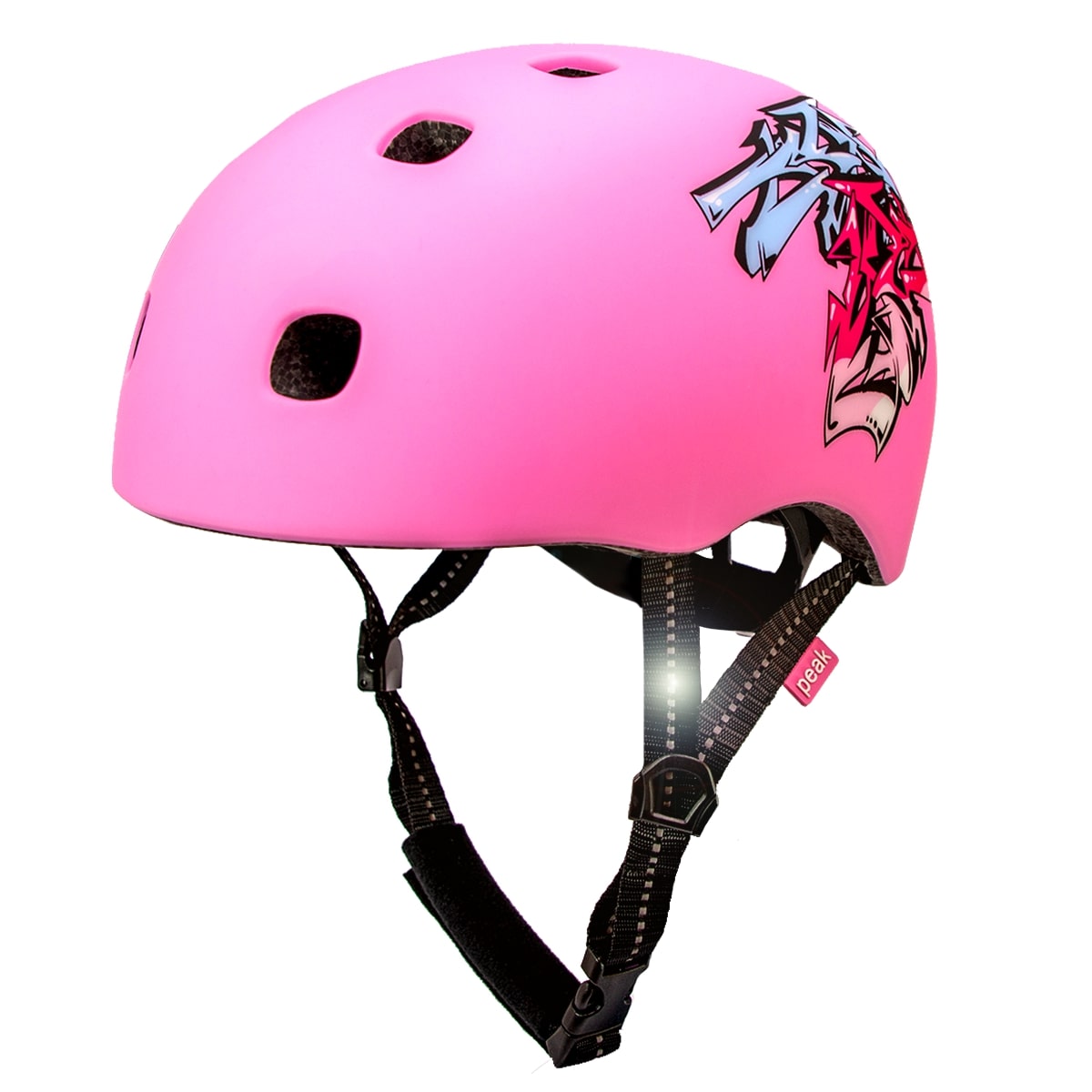 Se Crazy Safety pink in-mould Skater cykelhjelm til teens & voksne. Testet, certificeret og godkendt EN1078 hos Crazy Safety