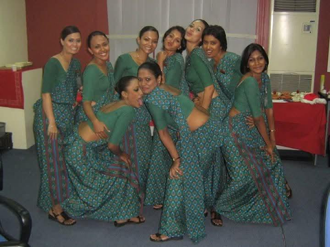 Sri Lankan Airlines flight attendants posing