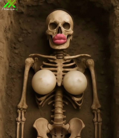 Skeleton with Silicone Lips and Breasts