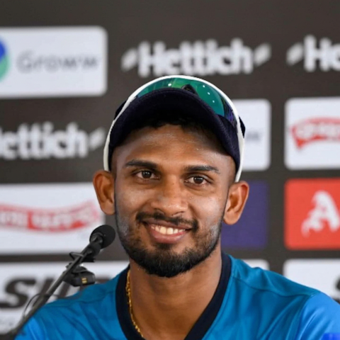 Dasun Shanaka Smiling at Press Conference