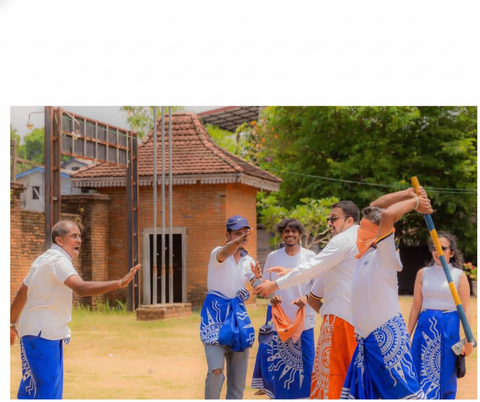 Blindfolded Guy Swinging Stick