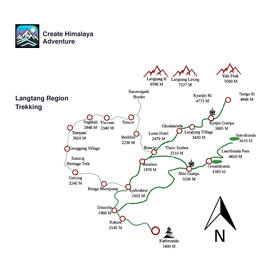 Langtang Valley Trek - 10 Days path image