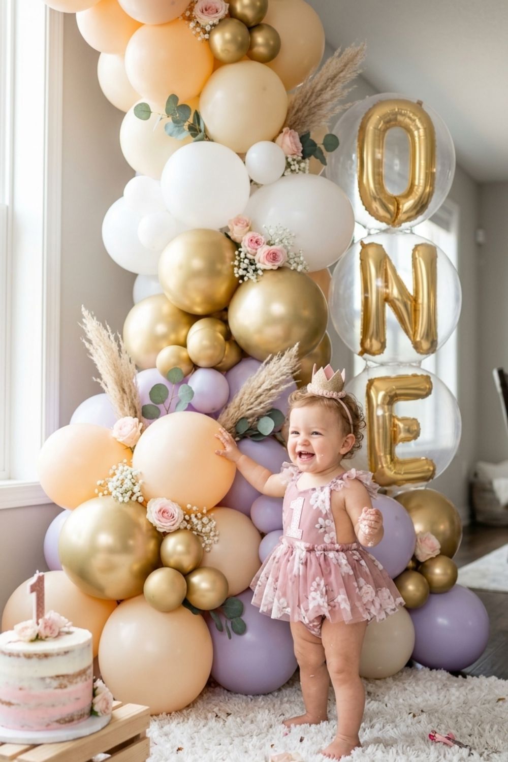 Balloon Backdrop First Birthday Photos