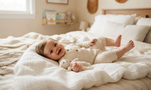 Photograph the Baby on a Soft Bed