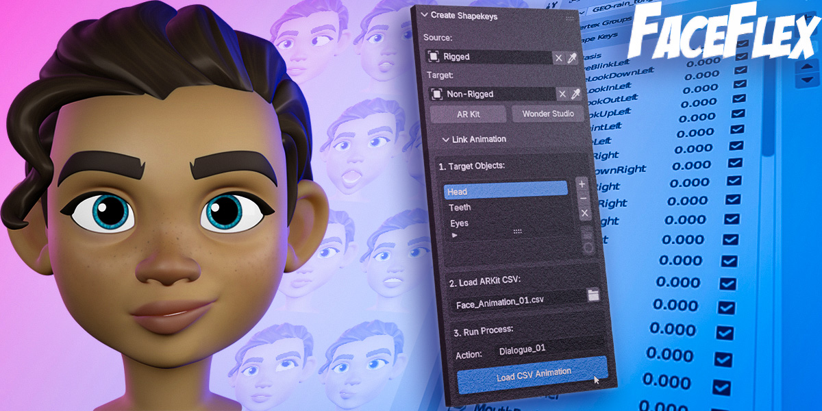 FaceFlex - Blendshape Toolkit for AR Kit & Wonder Studio | Gonreel
