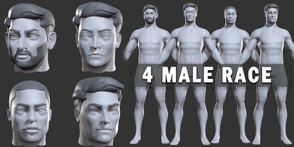 4 Male Race Basemesh -Topology + Uv Map
