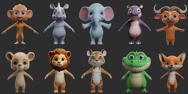 🌻10 Wild Animals Cartoon