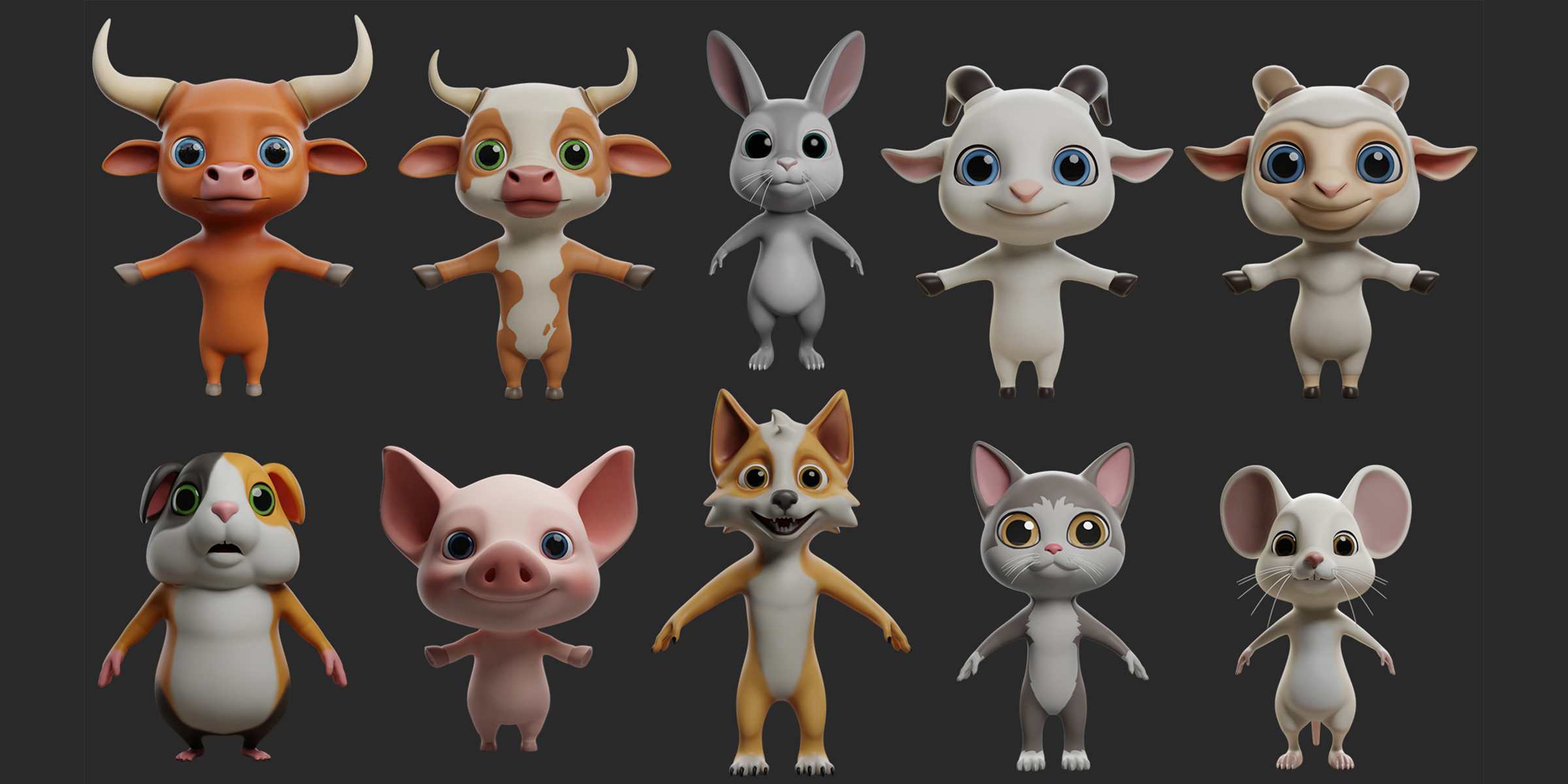 🌻10 Domestic Animals Cartoon 