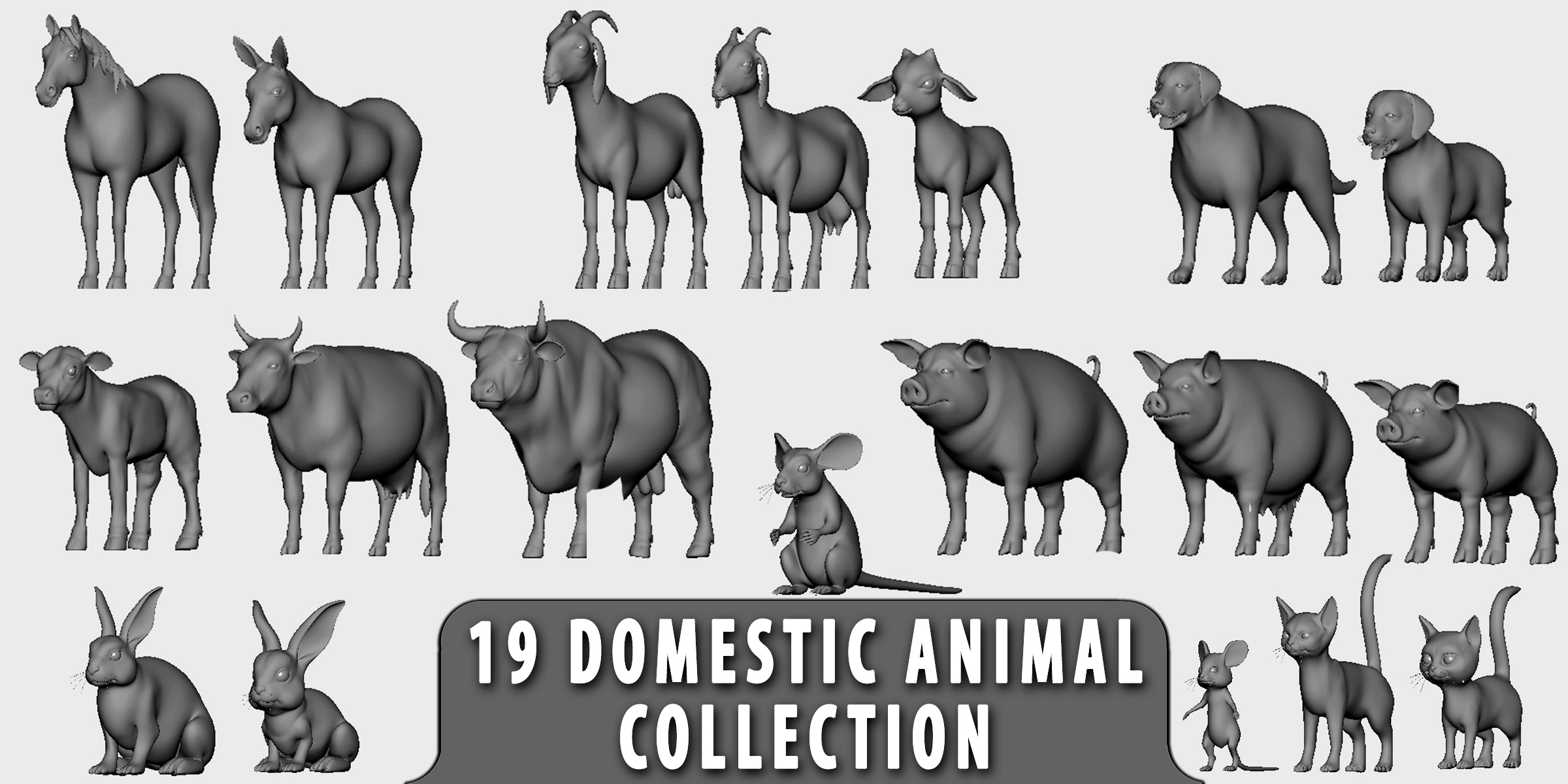 19 Domestic Animals Collection