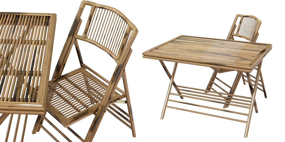 Bamboo folding table and chair complete