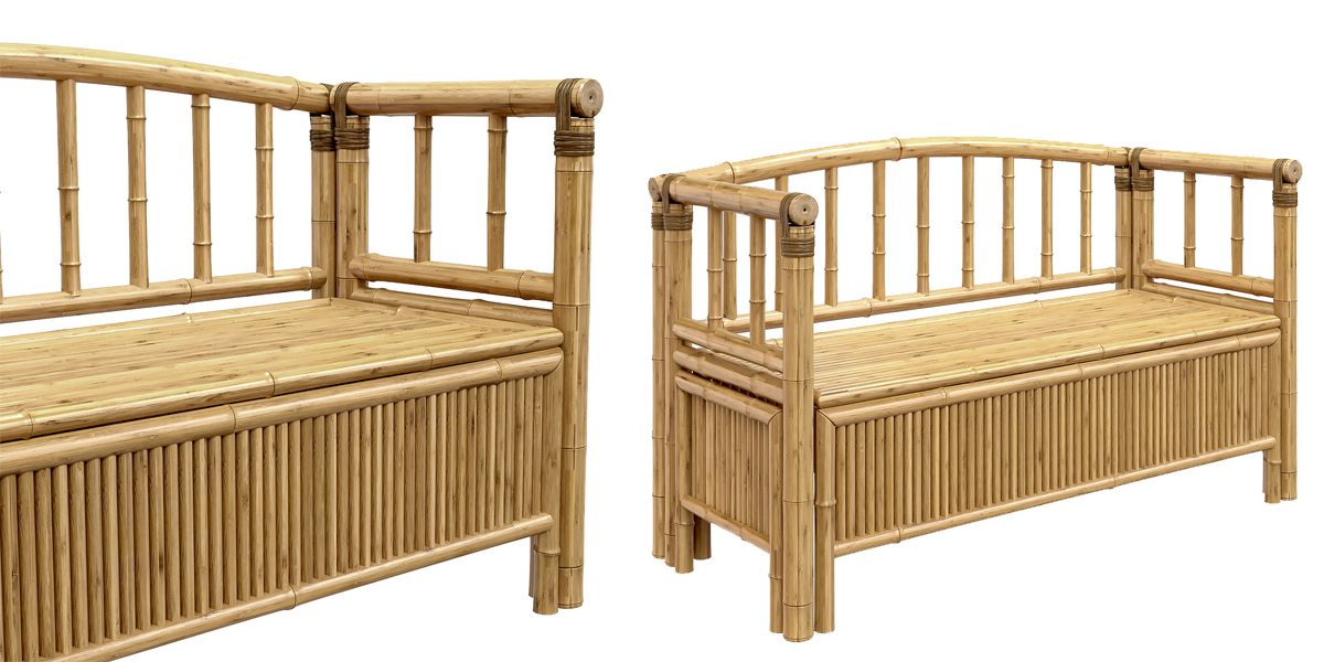 Bamboo Tiki Huts & Furniture Bamboo Storage Bench