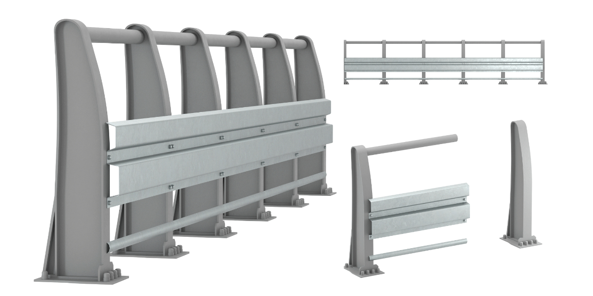 Road metal fence construction kit 01