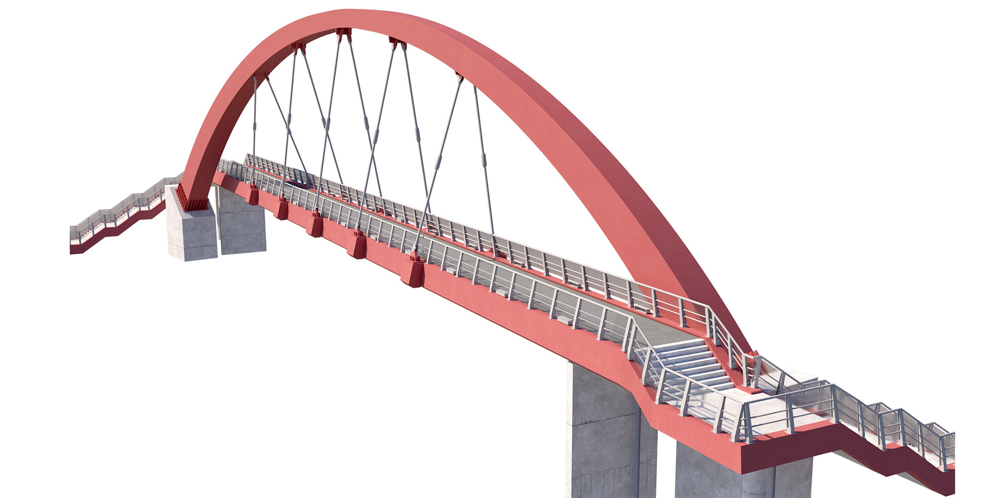 Bridge-04 cable-stayed pedestrian bridge supported by an arch structure