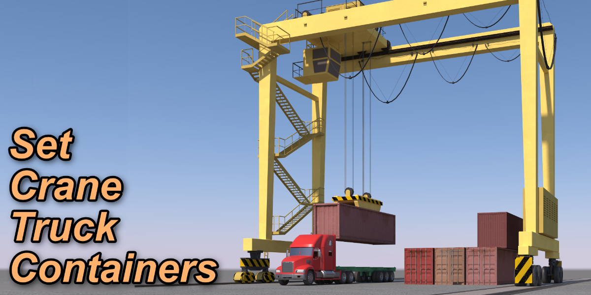 Location scene Crane load container to truck