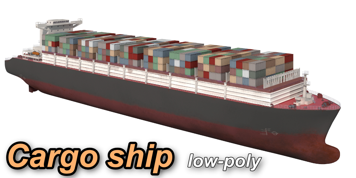 Cargo container ship detailed Lowpoly 082 AP