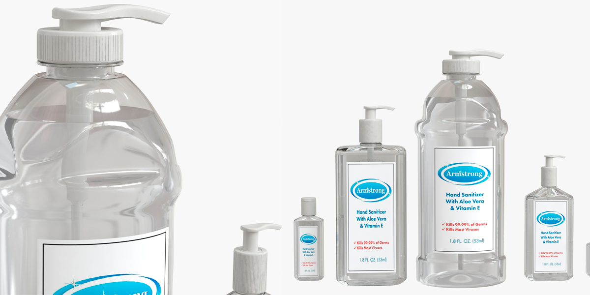 Bottles With Antiseptic Disinfectant Low-poly