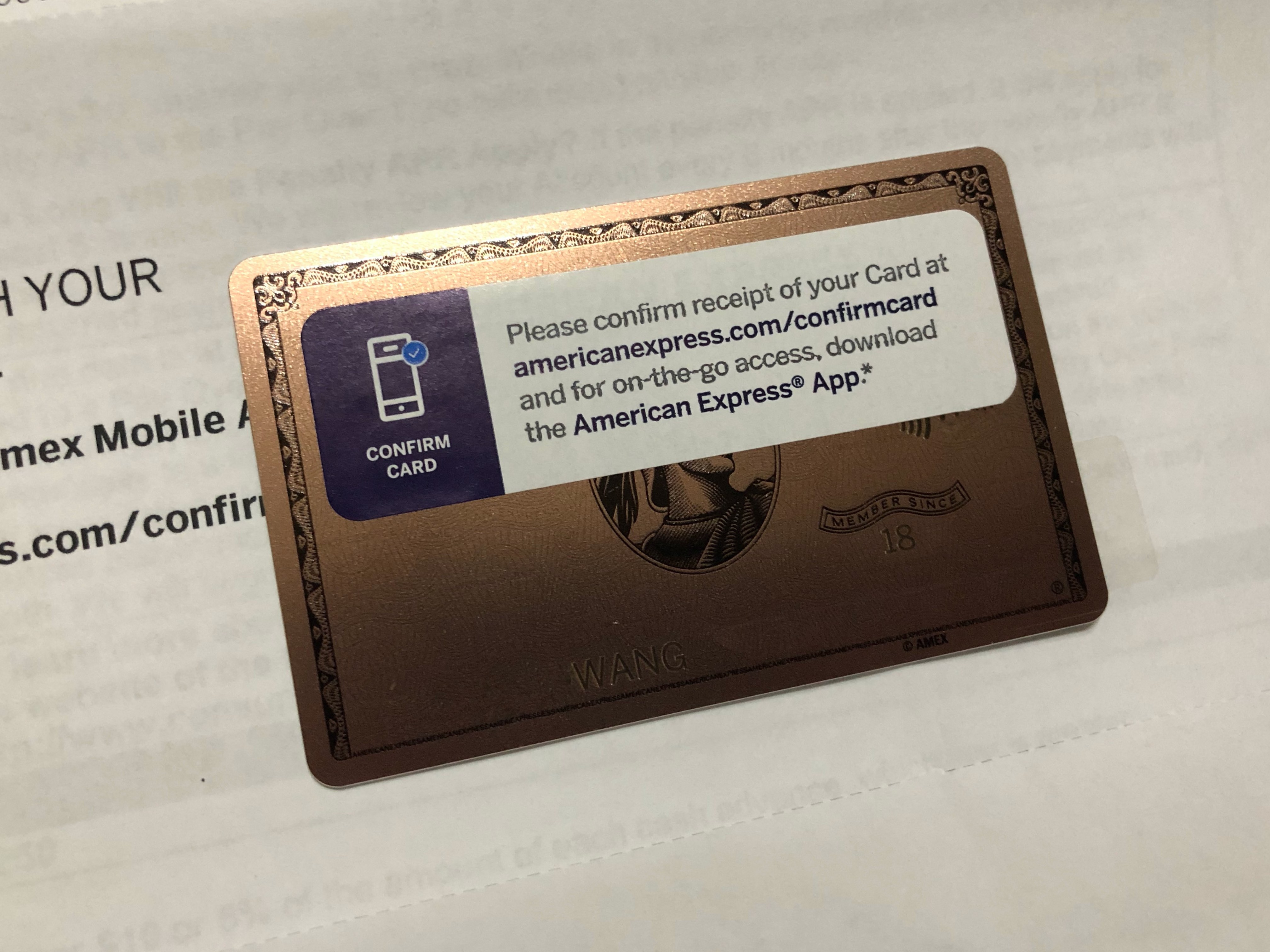 Rose Gold Card with Confirmation Sticker